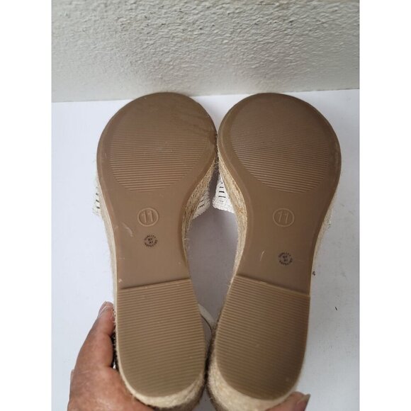 Ana Horizon Espadrille White Woven Wedge Sandals Size 11 Ankle Strap Open Toe - Picture 7 of 11